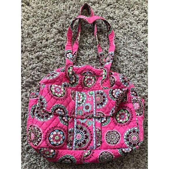 Vera Bradley Pink Cupcake Duffle Bag Carry On Baby Gym Tote Purse 16” x 10” - Picture 1 of 7